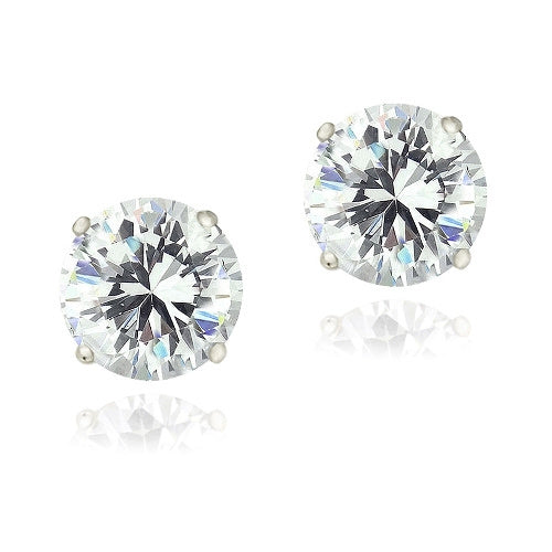 Zirconia Ice Sterling Silver 4ct Round Solitaire Stud Earrings made with Swarovski Zirconia