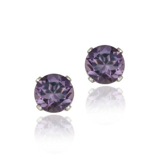 Sterling Silver 1.5ct Amethyst Stud Earrings, 6mm