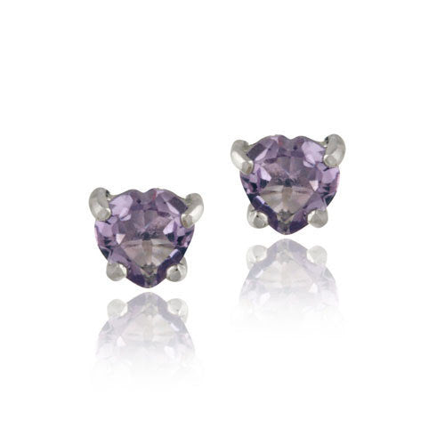 Sterling Silver .80ct Amethyst 5mm Heart Stud Earrings