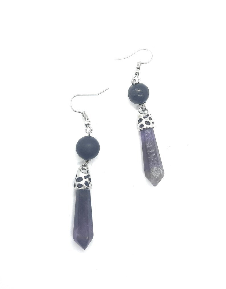 EMF 5G Shielding Amethyst Shungite Earrings