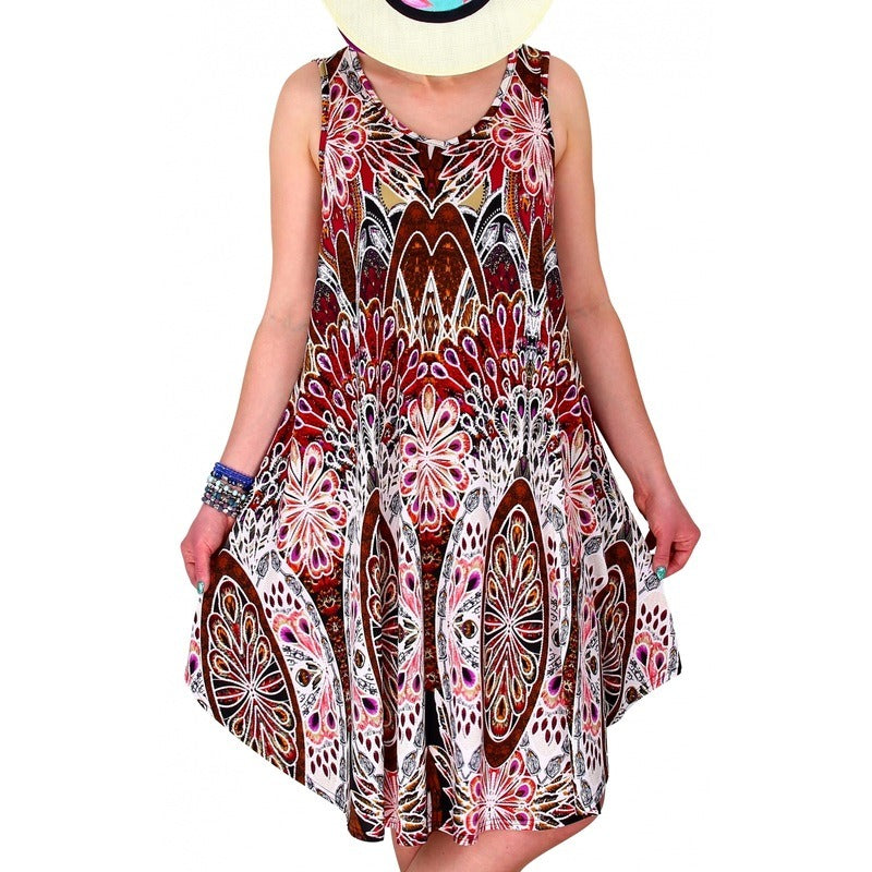 Summer Women's Color Print Sleeveless Dress