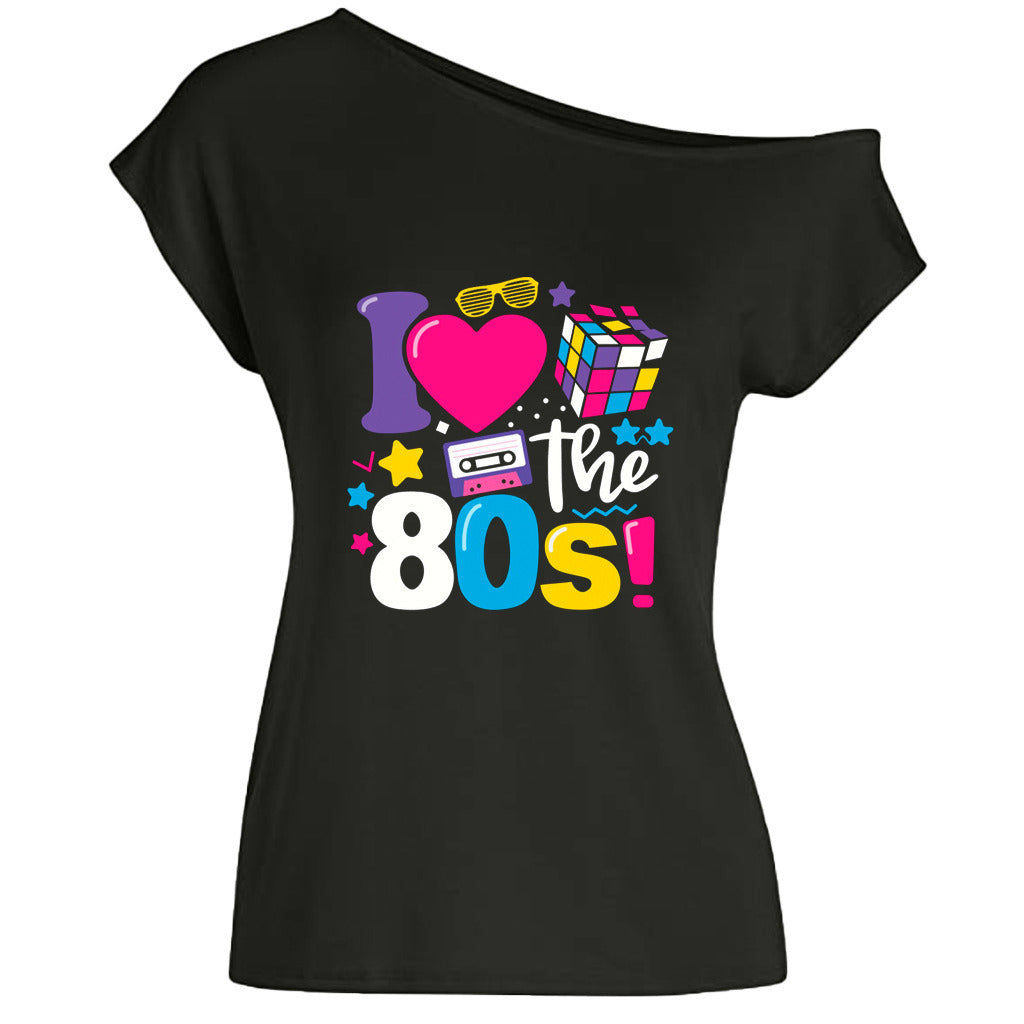 2022 summer I love 80's letter love cube radio print feelings diagonal collar T-shirt