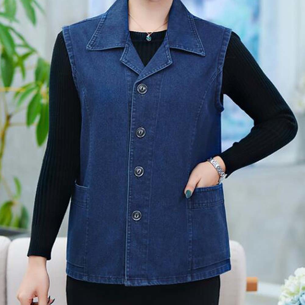 Cotton Women's Waistcoat Vest Spring Autumn Denim Waistcoat Sleeveless Jacket Cardigan