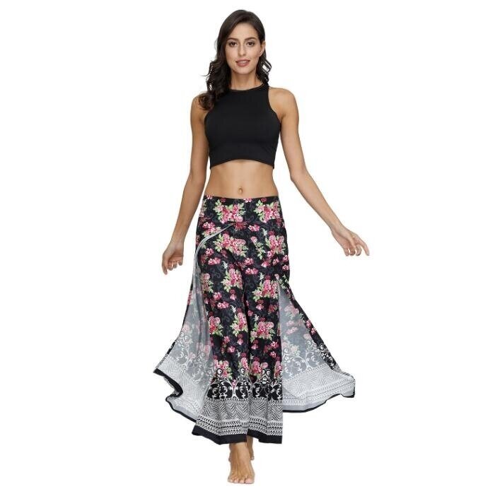 Women's Pants Elastic Waist Bohemian Hippie Gypsy Harem Palazzo Print Pants