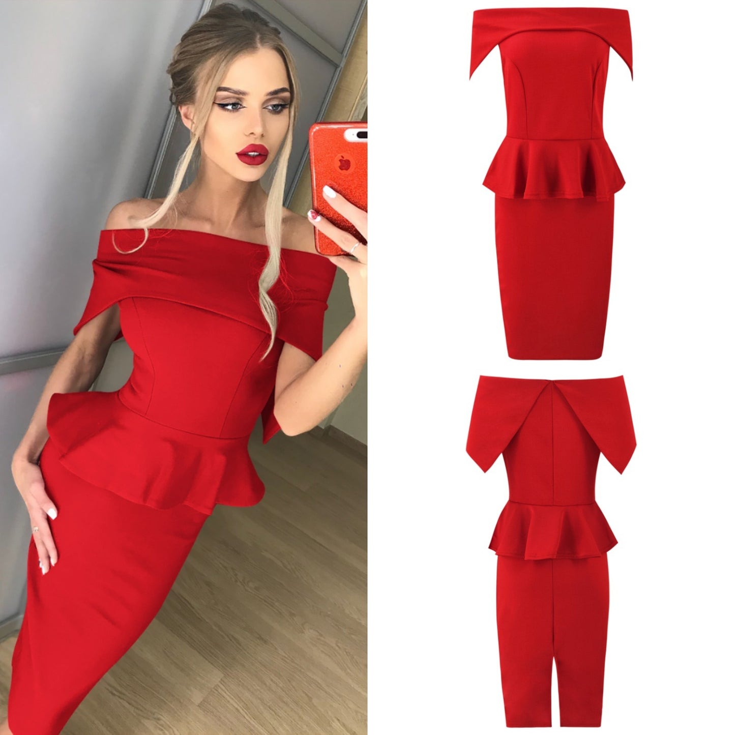 Best Selling Women's New Style Word Collar Off Shoulder Ruffled Long Dress