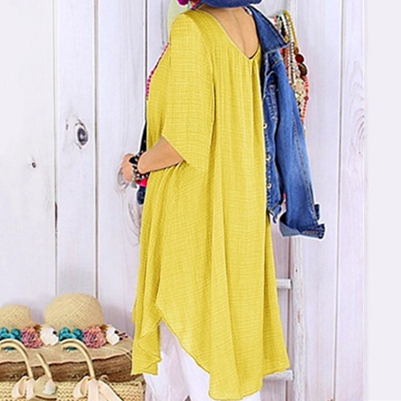 Autumn New Women's Loose Sleeves Irregular Dress