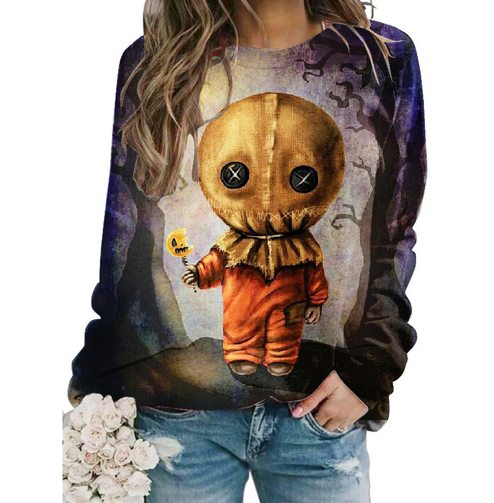 Halloween Women's New Top Pumpkin Print Sweatshirt