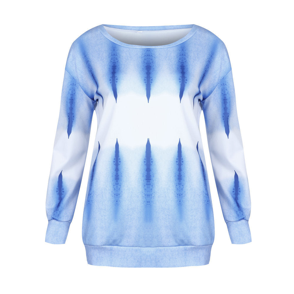 Autumn and Winter Tops Sexy Round Neck Featuring Printed Long Sleeved Tops