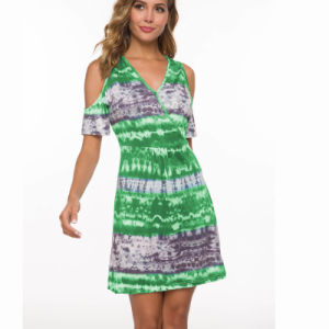 New Sexy Print Multicolor Tie Dyed Strapless Dress