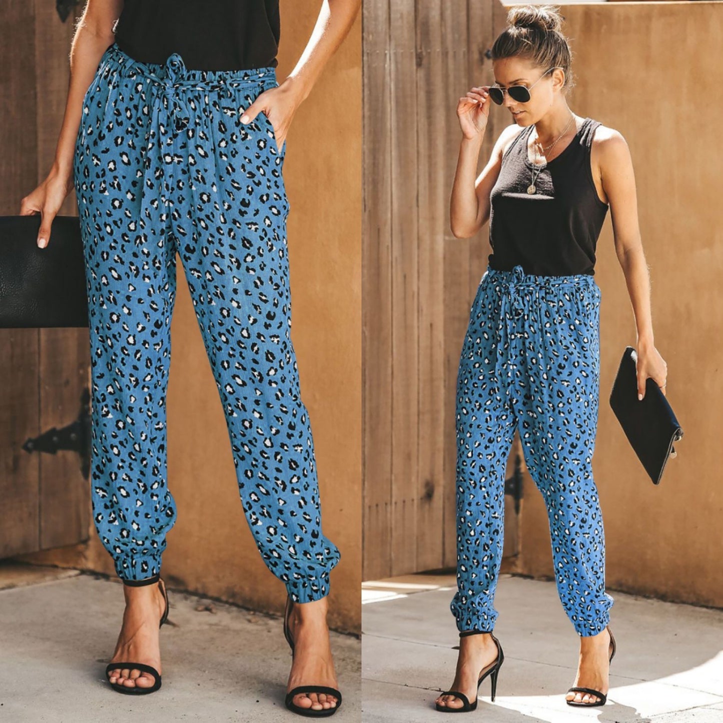 Best Selling Spring and Summer New Women's Leopard Print Loose Tie Casual Pants