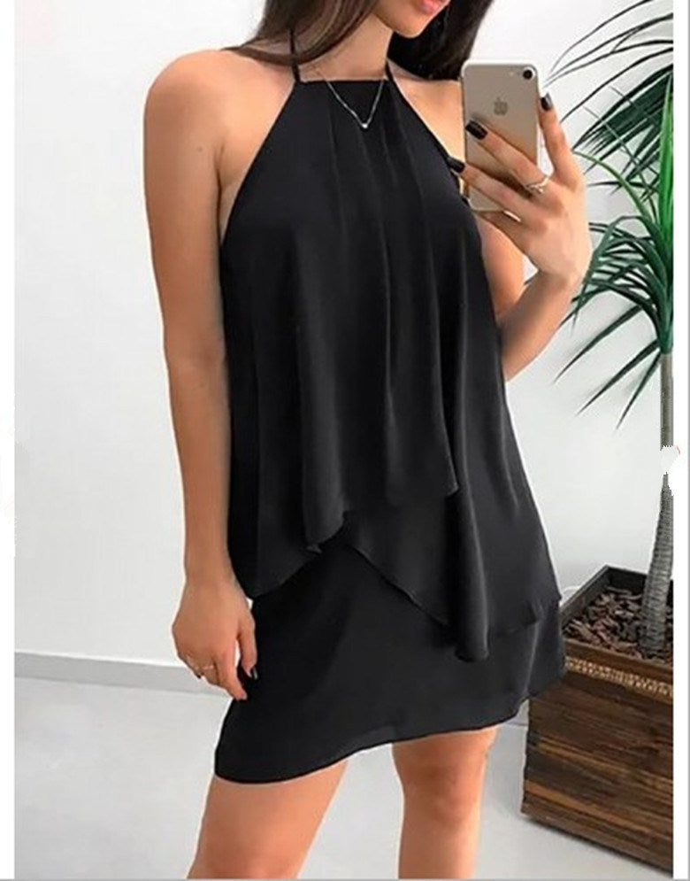 women's new summer sexy sling irregular backless dress