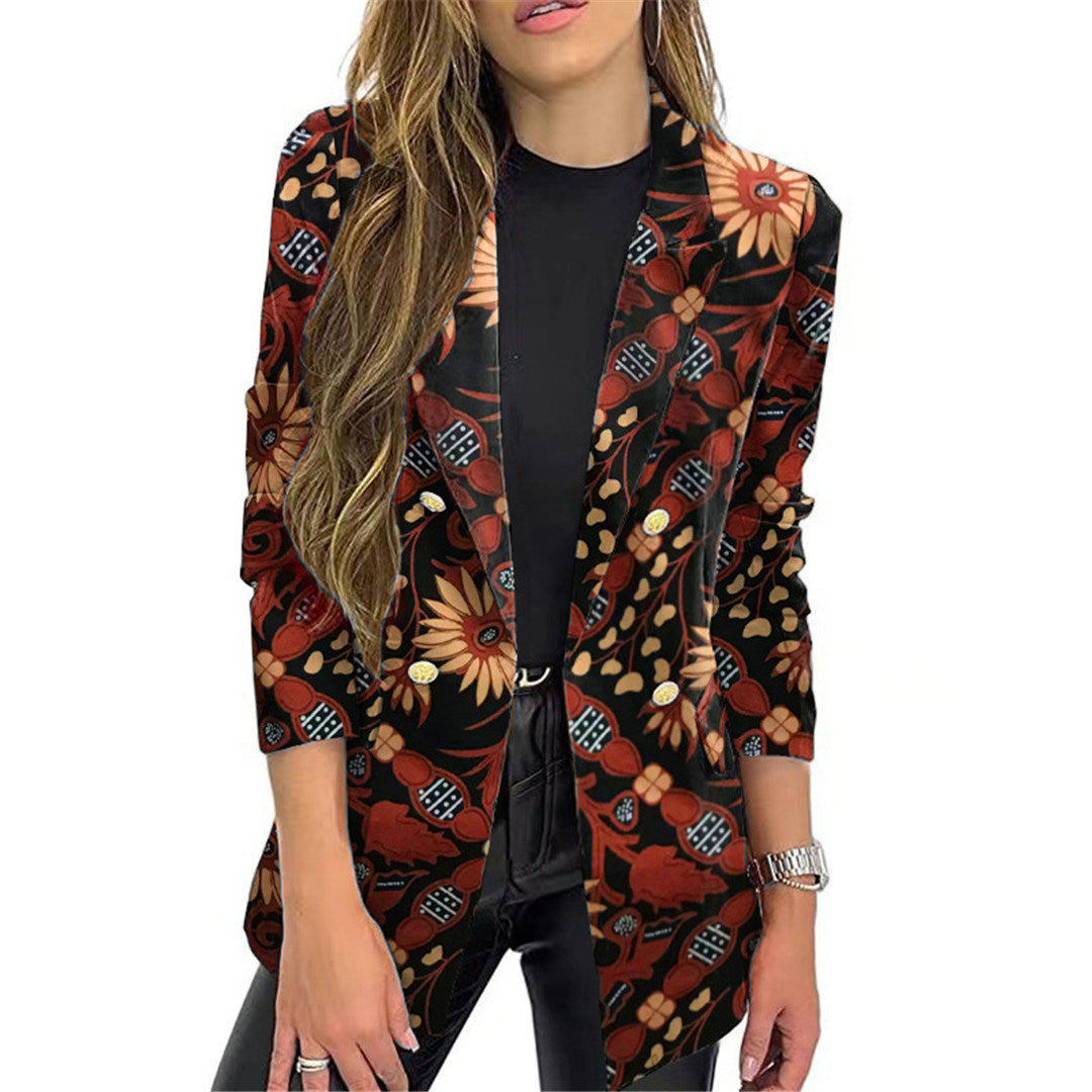 New fashion autumn winter new print small suit one piece long sleeve autumn winter suit coat