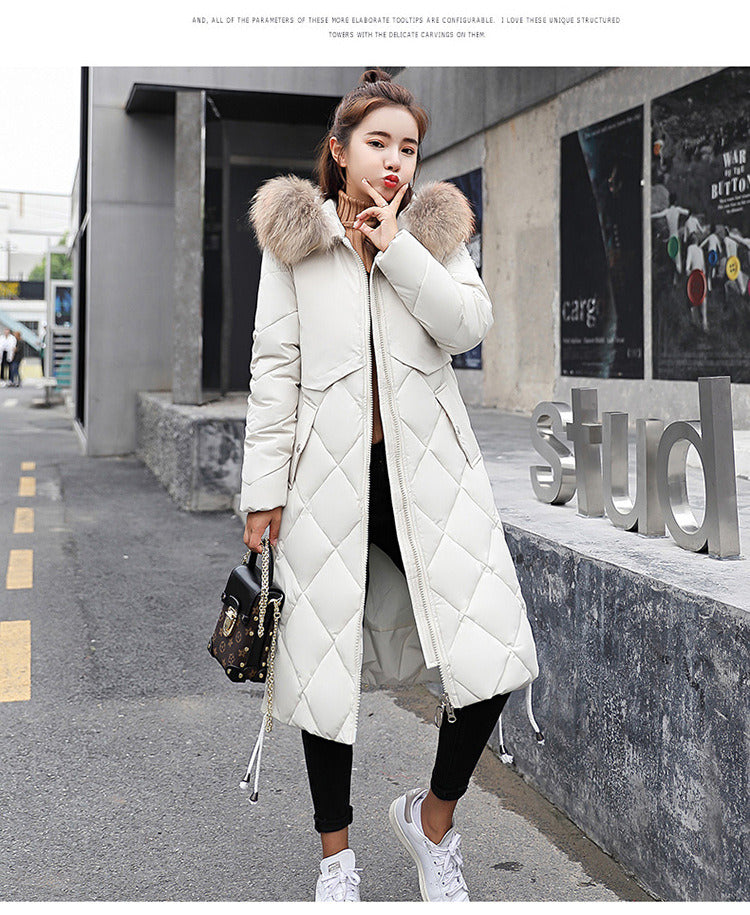 Women's Winter Warm Down Coat Faux Fur Hooded Parka Puffer Jacket Long Overcoat