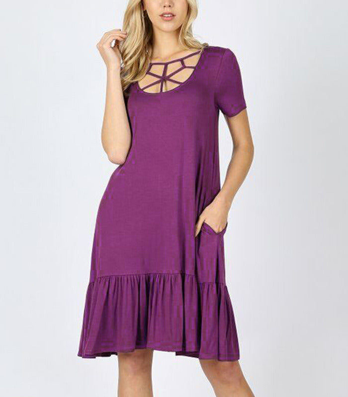 Hot Sale Dress Net Chest Pleated Women's Midi Dress