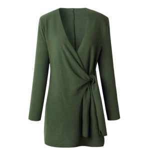 Polyester Long Sleeve V-neck Sashes Coats