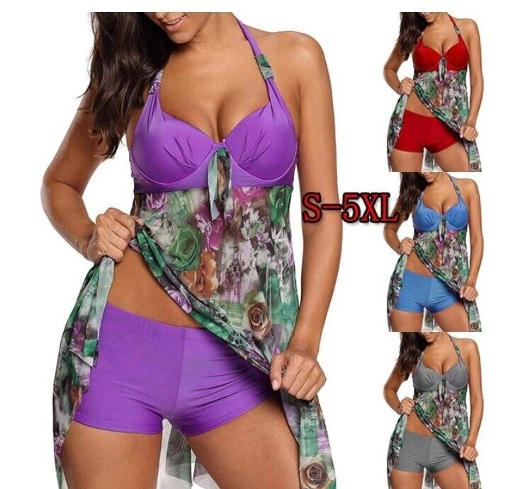 Women Tank Top with Boyshorts Bottoms Tankini Set Bathing Suits