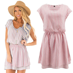 Hot Summer Women's Striped Skirt Waist Dress