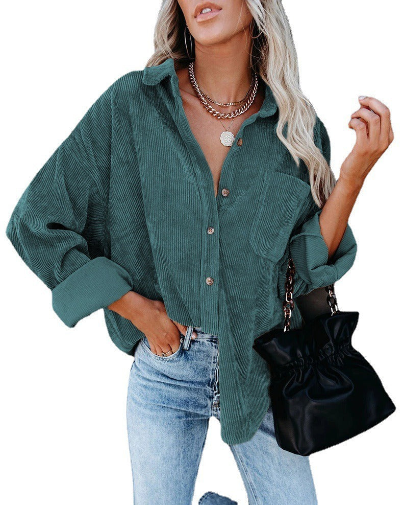 Women's Fall/Winter New Oversize Corduroy Loose Button Shirt