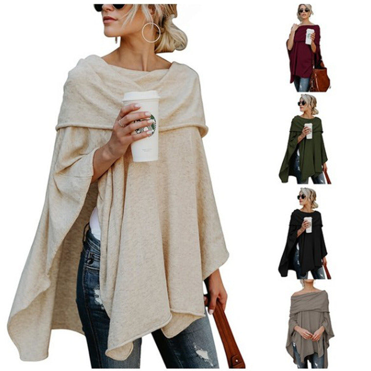 New Off Shoulder Top T-shirt Trench Coat Irregular Hem