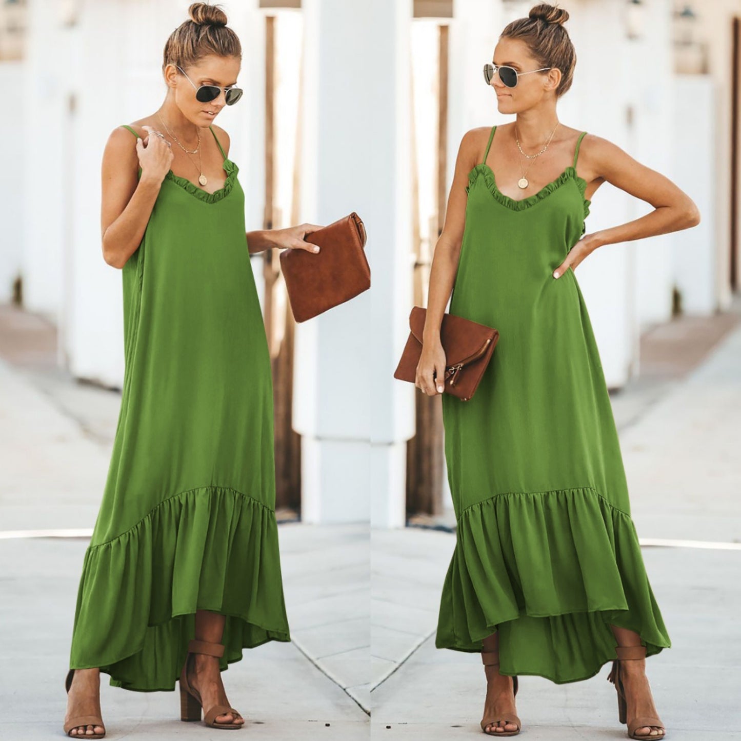 Best Selling Summer New Women's Sling Wooden Ear Sleeveless Dress