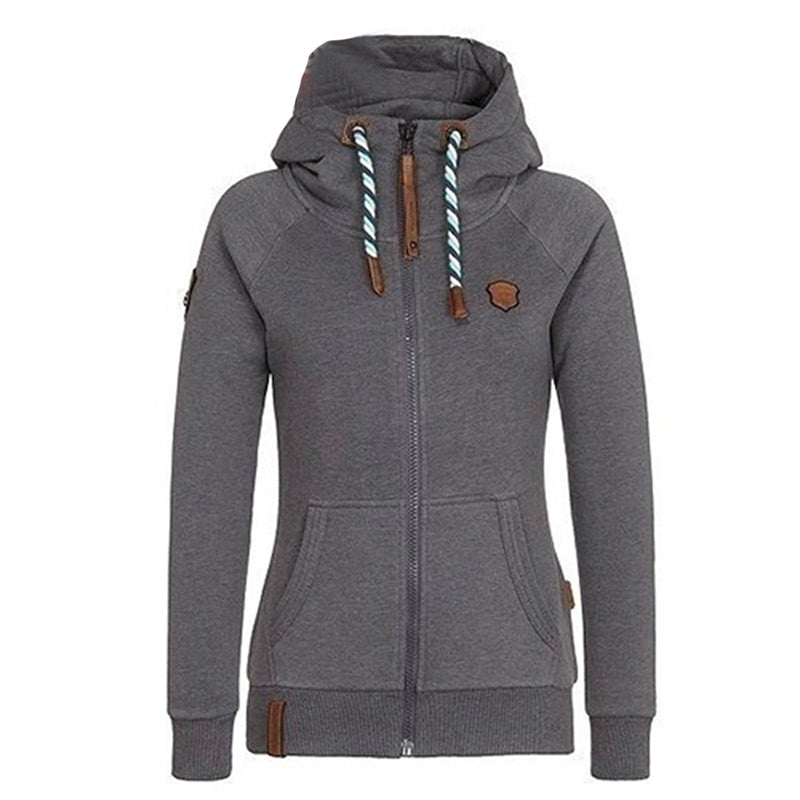 New New European and American autumn and winter hooded sweater coat female