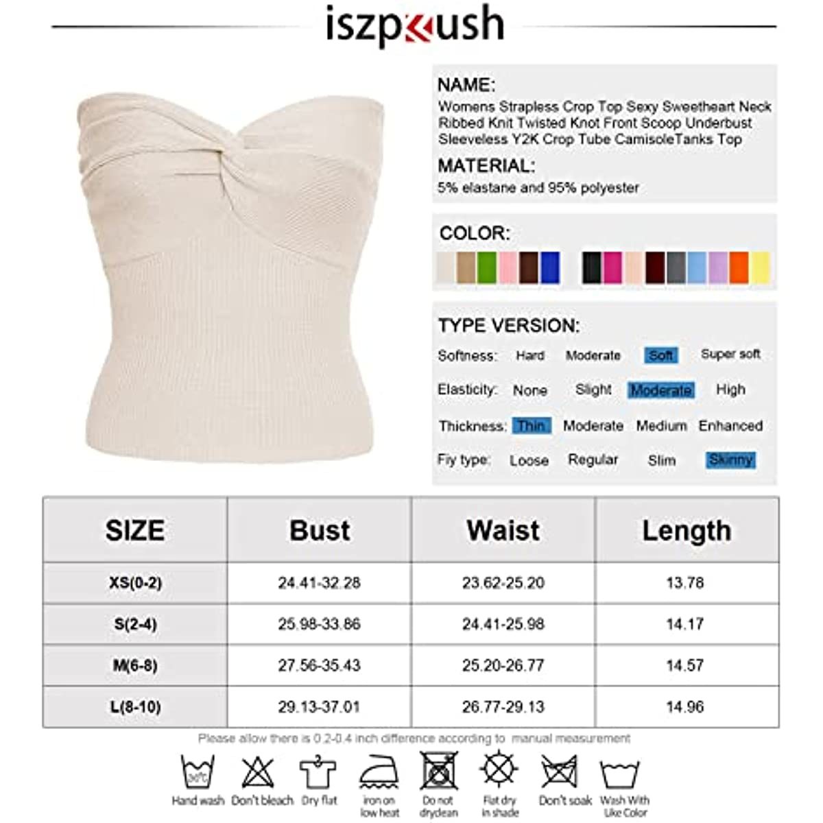 Womens Strapless Crop Top Sexy Sweetheart Neck Ribbed Knit Twisted Knot Front Sleeveless CamisoleTanks Top