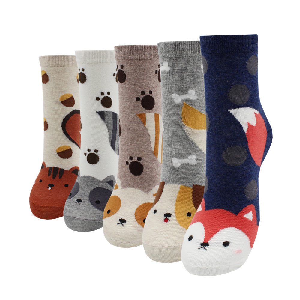 10 Pairs Fashion Colorful Kawaii Cute Cartoon Cotton Women Socks Harajuku Korean Halloween Cat Dog Owl Duck Fox Girl Socks