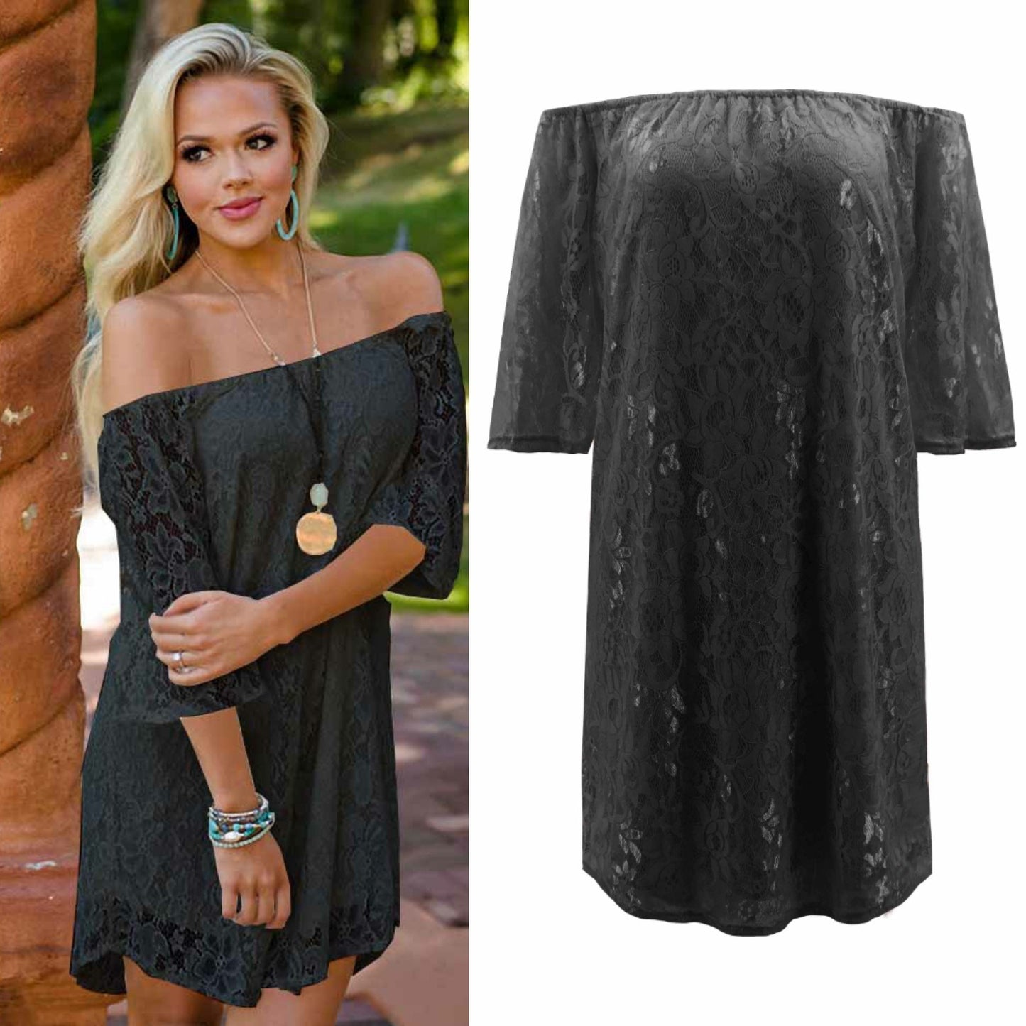 Hot Summer Women's One Shoulder Lace Off Shoulder Dress