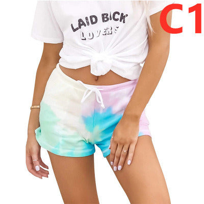 summer women's new tie-dye shorts comfortable home casual sports shorts