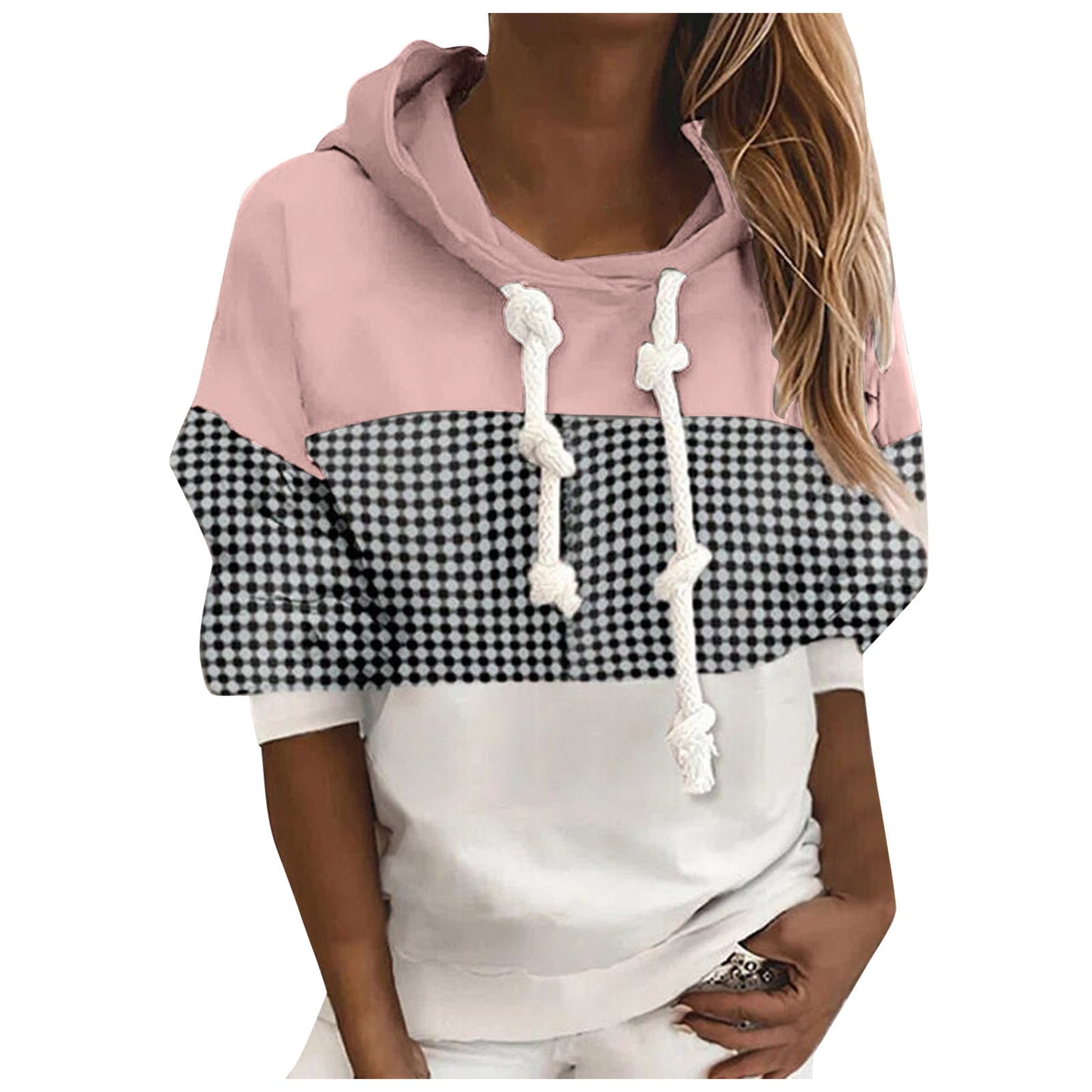 Autumn and winter women's new style sweater with color matching and color printing casual hooded hoodie