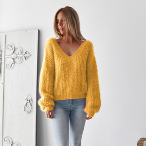 European and American autumn and winter women's new backless loose sweater top