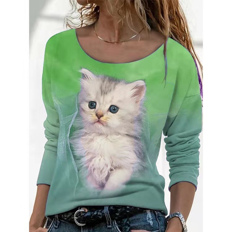 autumn new women's coat animal print long-sleeved t-shirt bottoming shirt