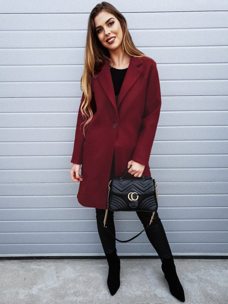 Autumn Winter Jacket Sexy Lapel Open Button Long Sleeve Slim Jacket