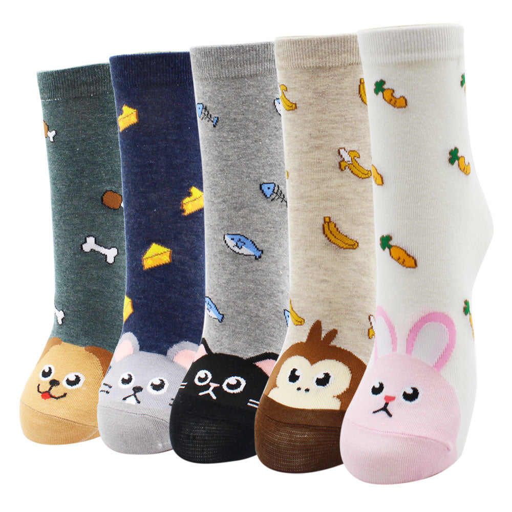 10 Pairs Fashion Colorful Kawaii Cute Cartoon Cotton Women Socks Harajuku Korean Halloween Cat Dog Owl Duck Fox Girl Socks