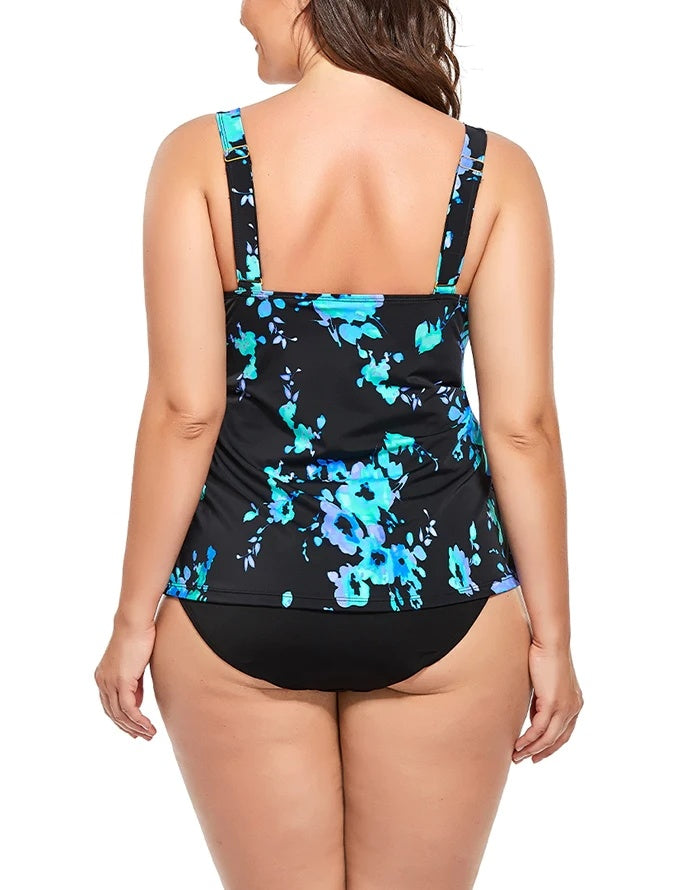 Blue Poppies Flared Tankini Top