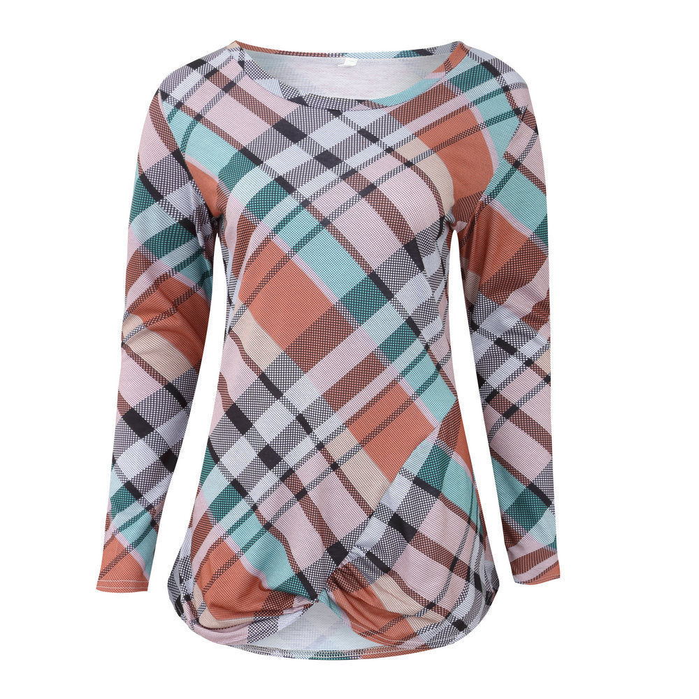 Autumn Hot Tops Sexy Round Neck Featuring Side Design Print Tops