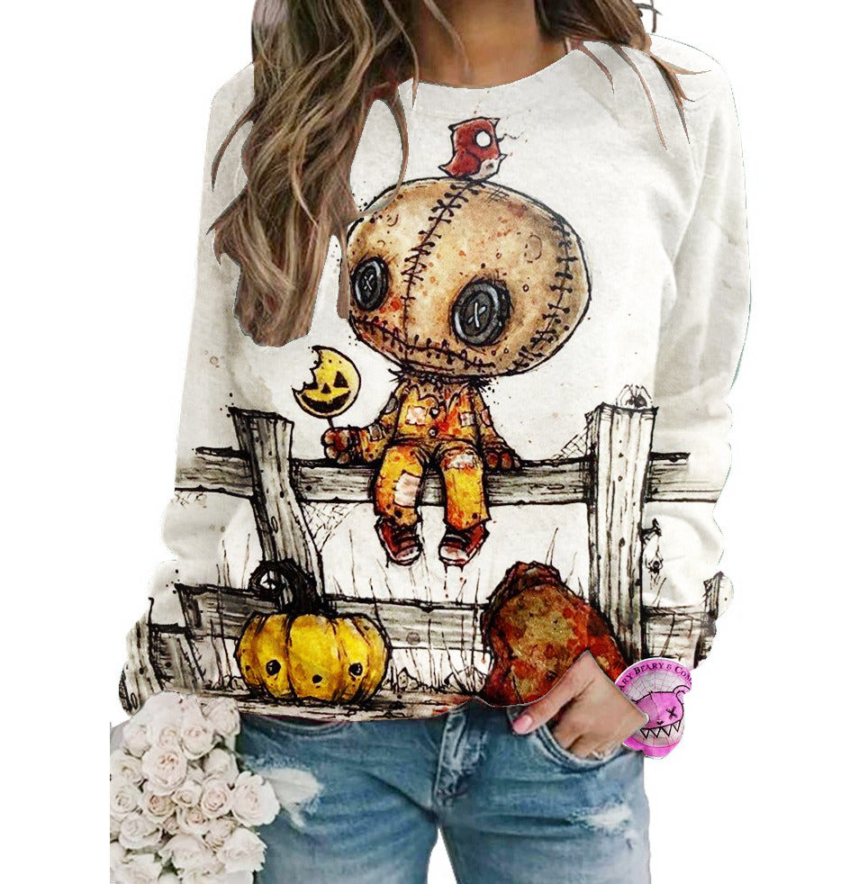 Halloween Women's New Top Pumpkin Print Sweatshirt