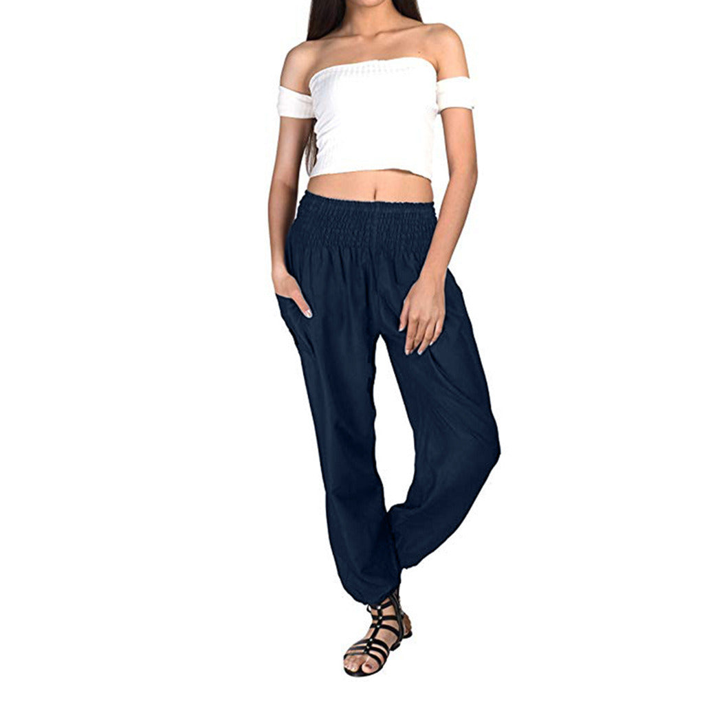 new women's pants elastic waist pants loose Halon casual pants