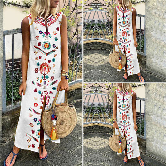 Women's Digital Print Dress Long Dress