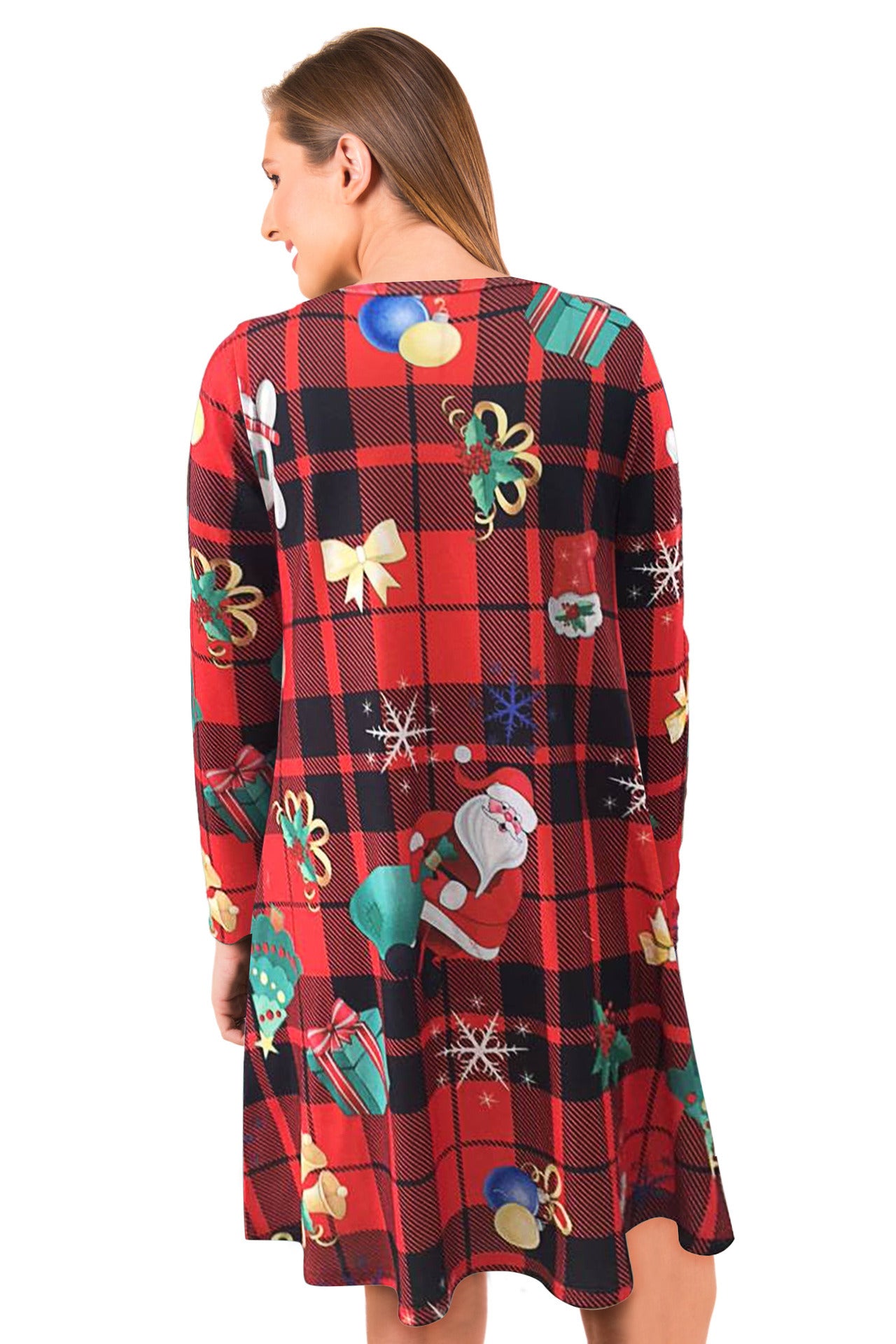 autumn and winter new European and American Christmas dress snowman print long sleeve big swing skirt