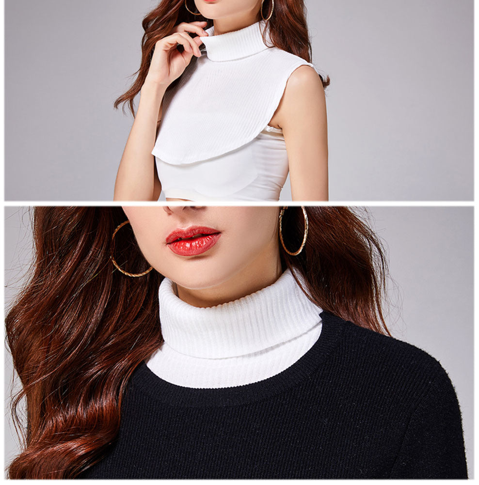 Womens Soft Turtleneck Dickey Knitted Fake Collar White Detachable Half Shirt Blouse