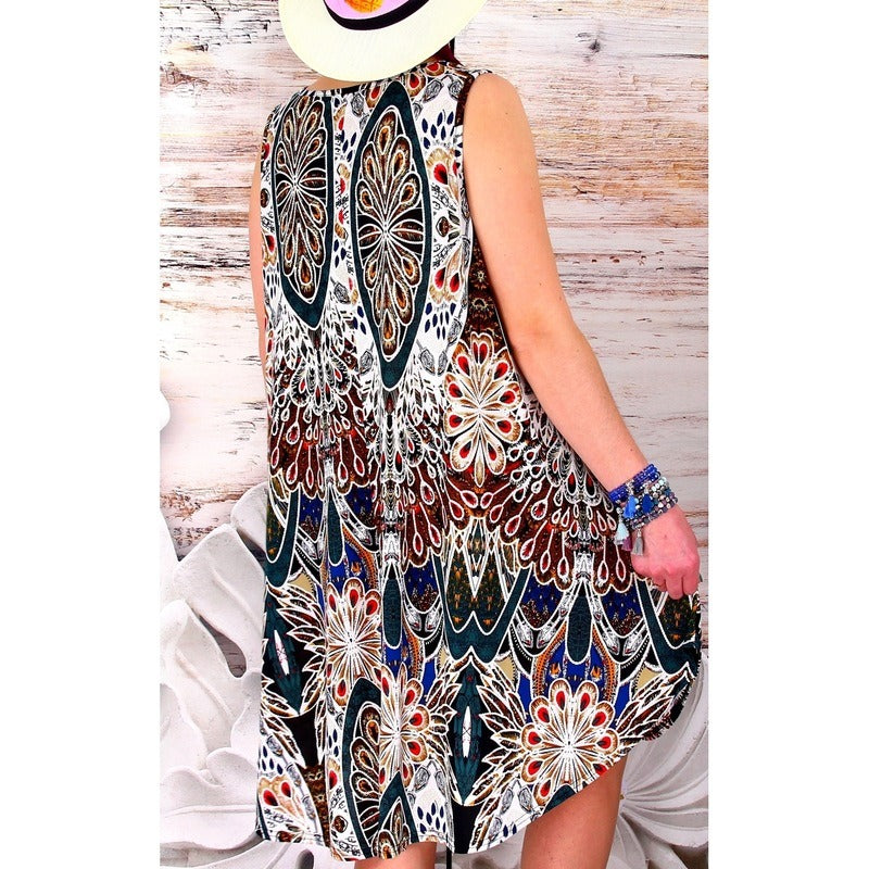 Summer Women's Color Print Sleeveless Dress