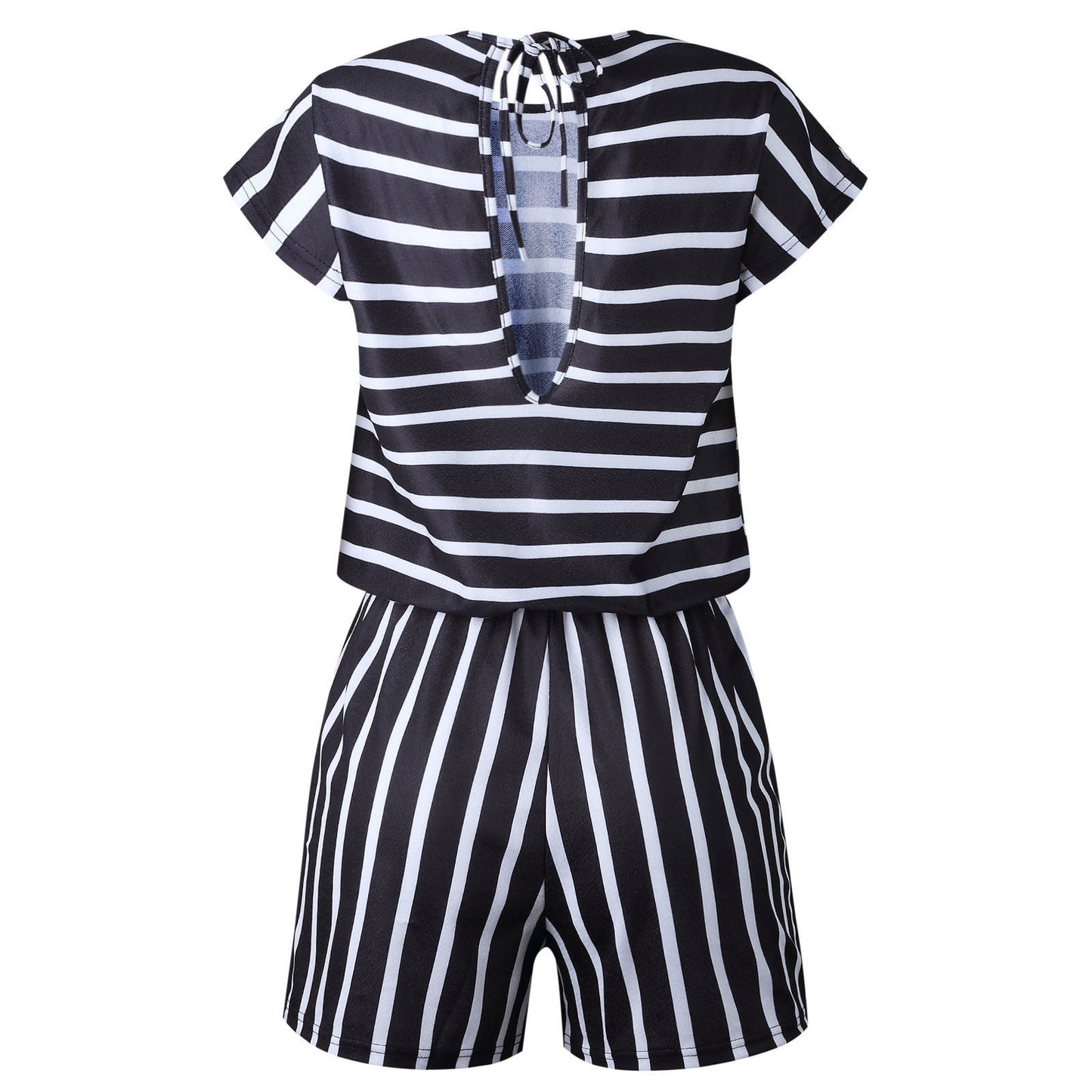 New Women's Summer Striped Short Sleeved Jumpsuit Suit