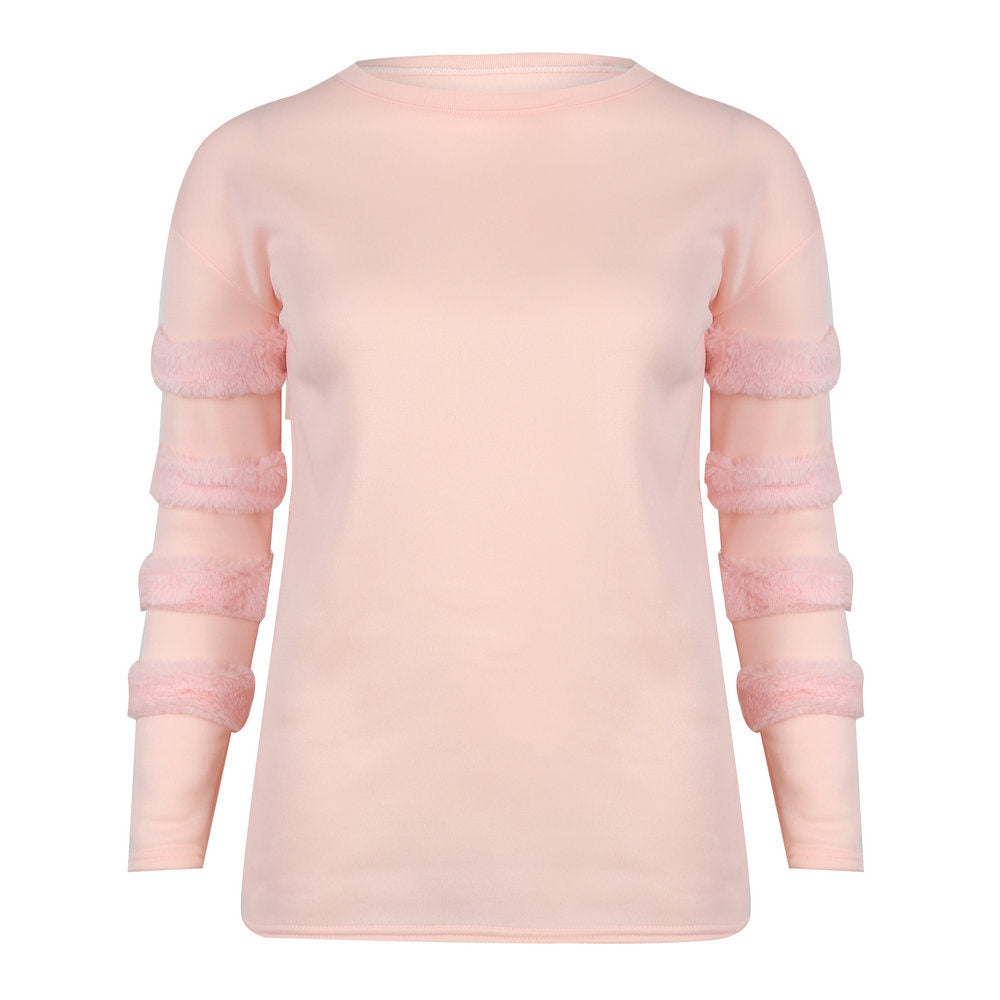 Hot Tops Sexy Round Neck Featuring Plush Stitching Long Sleeve Tops