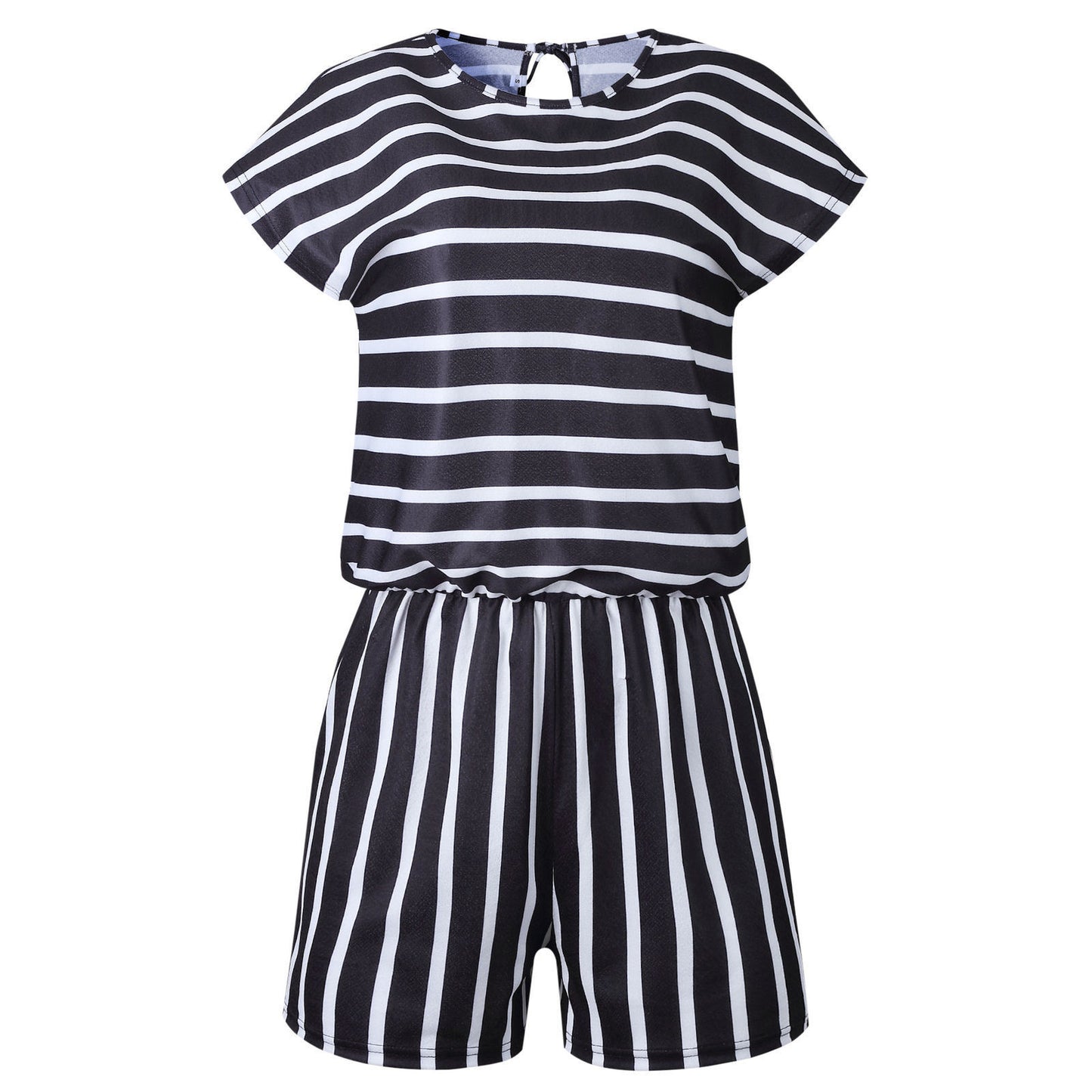 New Women's Summer Striped Short Sleeved Jumpsuit Suit