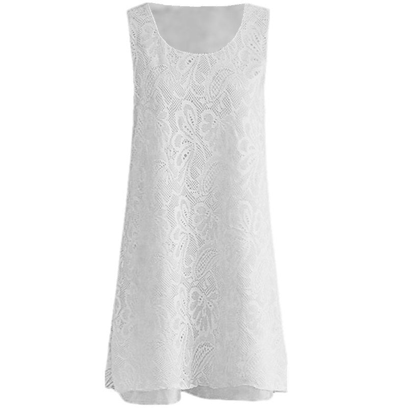 Summer Hot Women's Sleeveless Lace Double Layer Dress