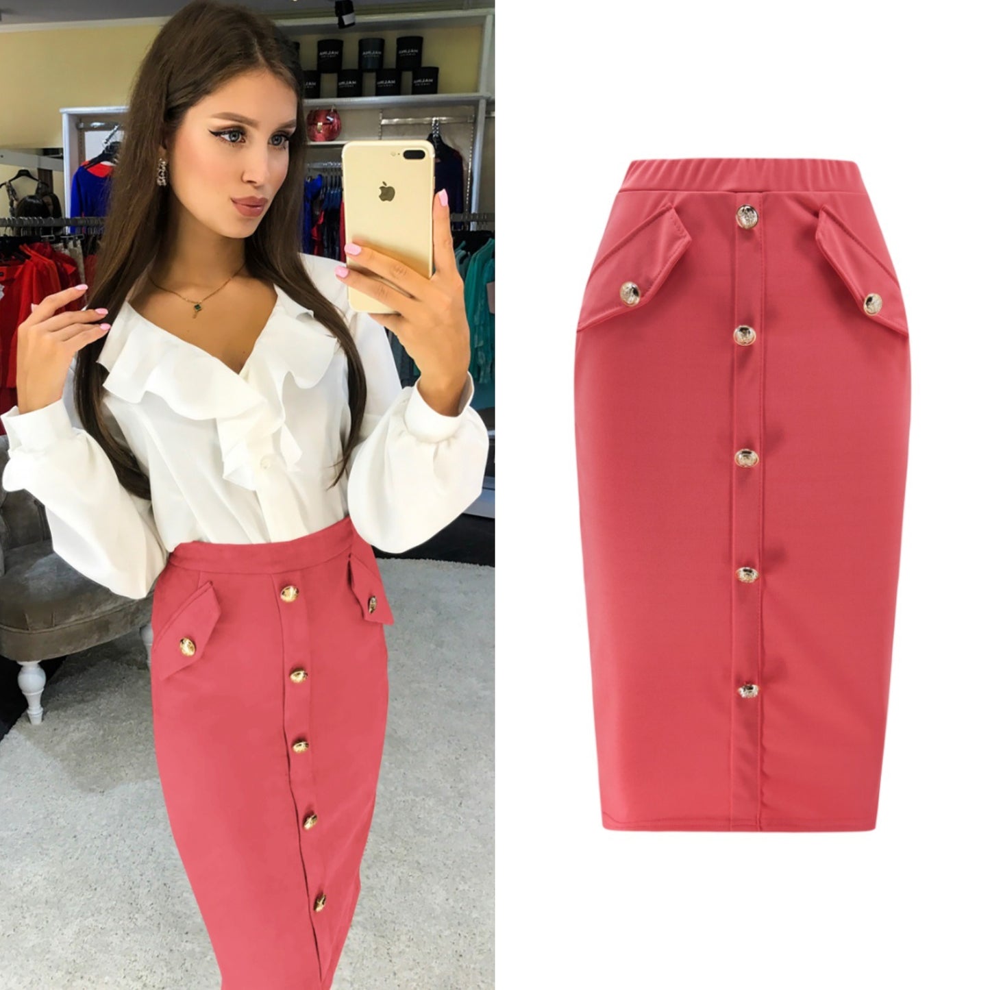 New Women's Hot Sale Bag Hip Thickening with Buckle Split Skirt