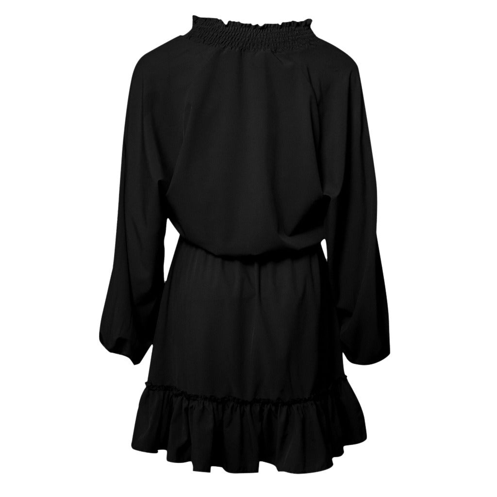 Autumn and Winter Women's Sexy V-neck Waist Long-sleeved Dress