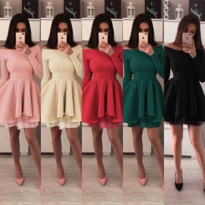 Spring New Women's Tutu Skirt Double Layer Long Sleeved Irregular Dress