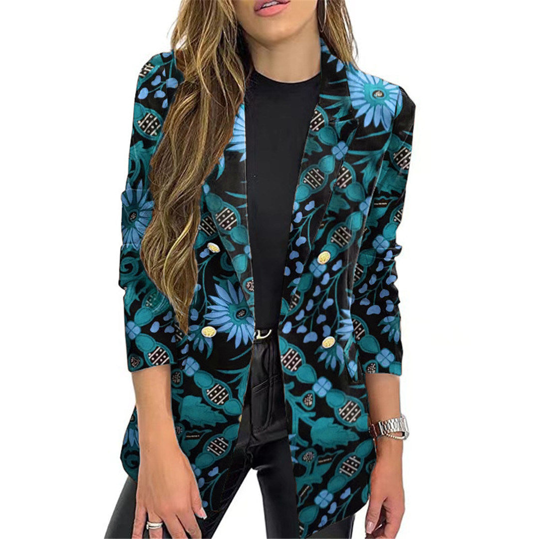 New fashion autumn winter new print small suit one piece long sleeve autumn winter suit coat